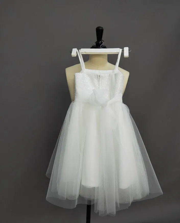 Tulle Midi Spaghetti Sequined Flower Girl Dress