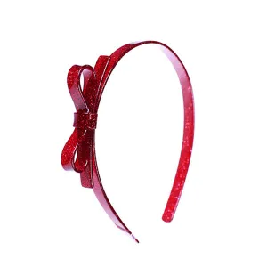 VAL-Thin Bow Headband - Glitter Red