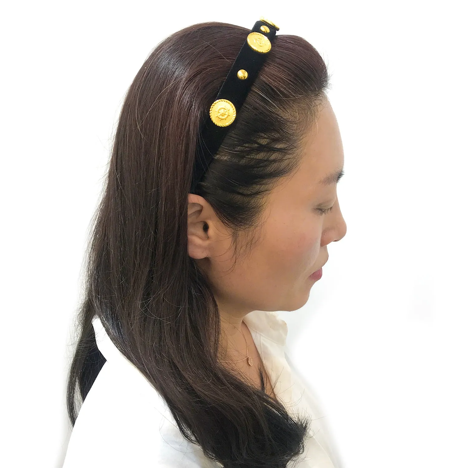 Velvet Stud Embellished 1.5 cm Flat Headband