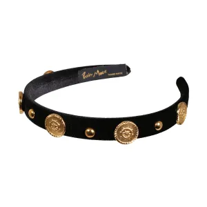 Velvet Stud Embellished 1.5 cm Flat Headband