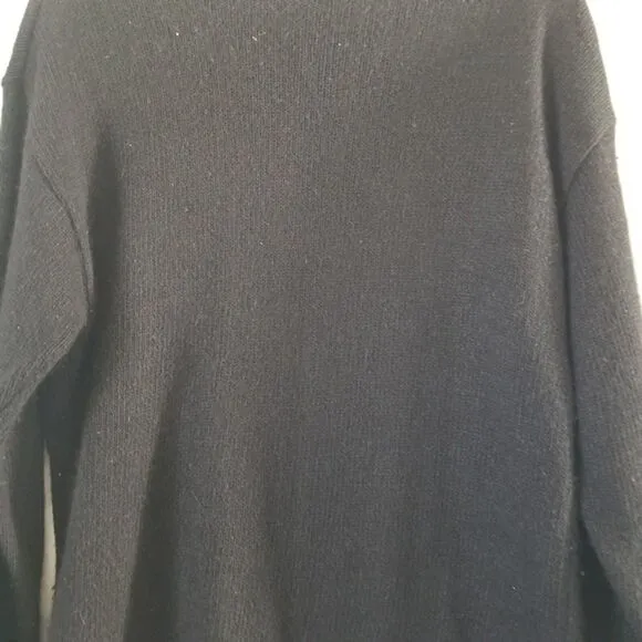 Vintage 80s Samantha Starr Black Sequin Leaf Silk Sweater size MEDIUM