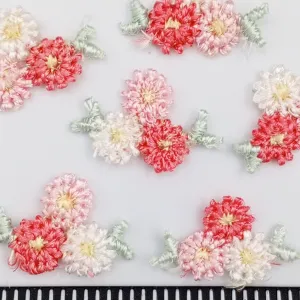 VINTAGE appliques cute pastel coral pink white flower embroidery Patches #318