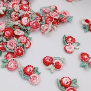 VINTAGE appliques cute pink coral red flower embroidery Patches #314