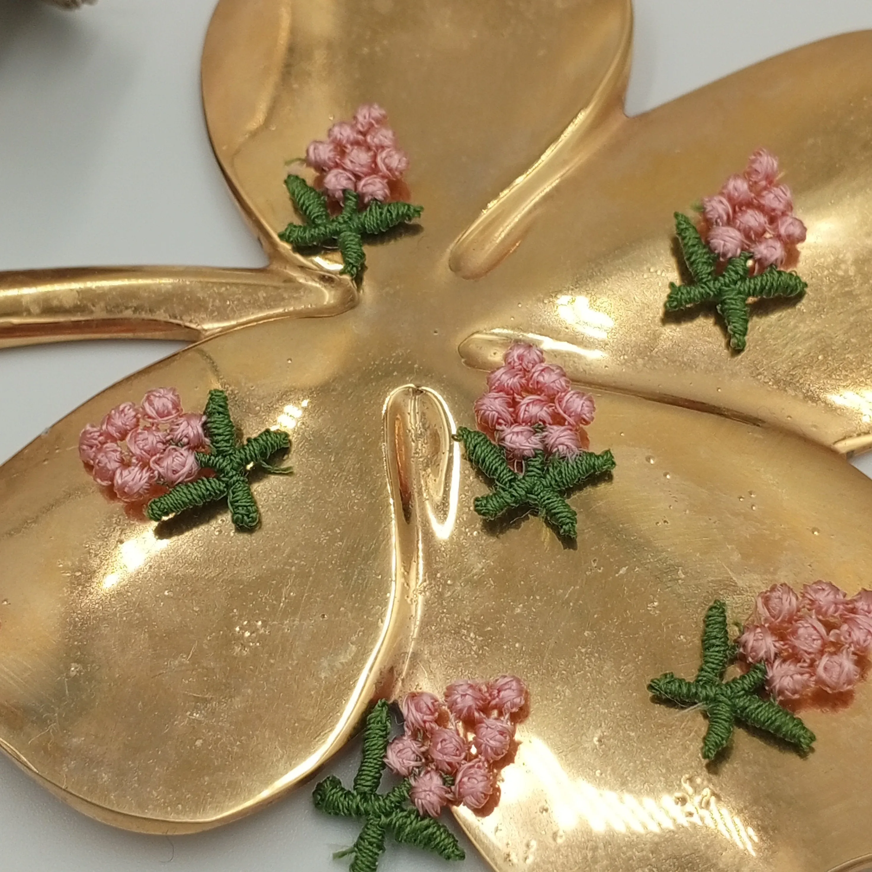 VINTAGE appliques cute pink flower cluster embroidery Patches #294