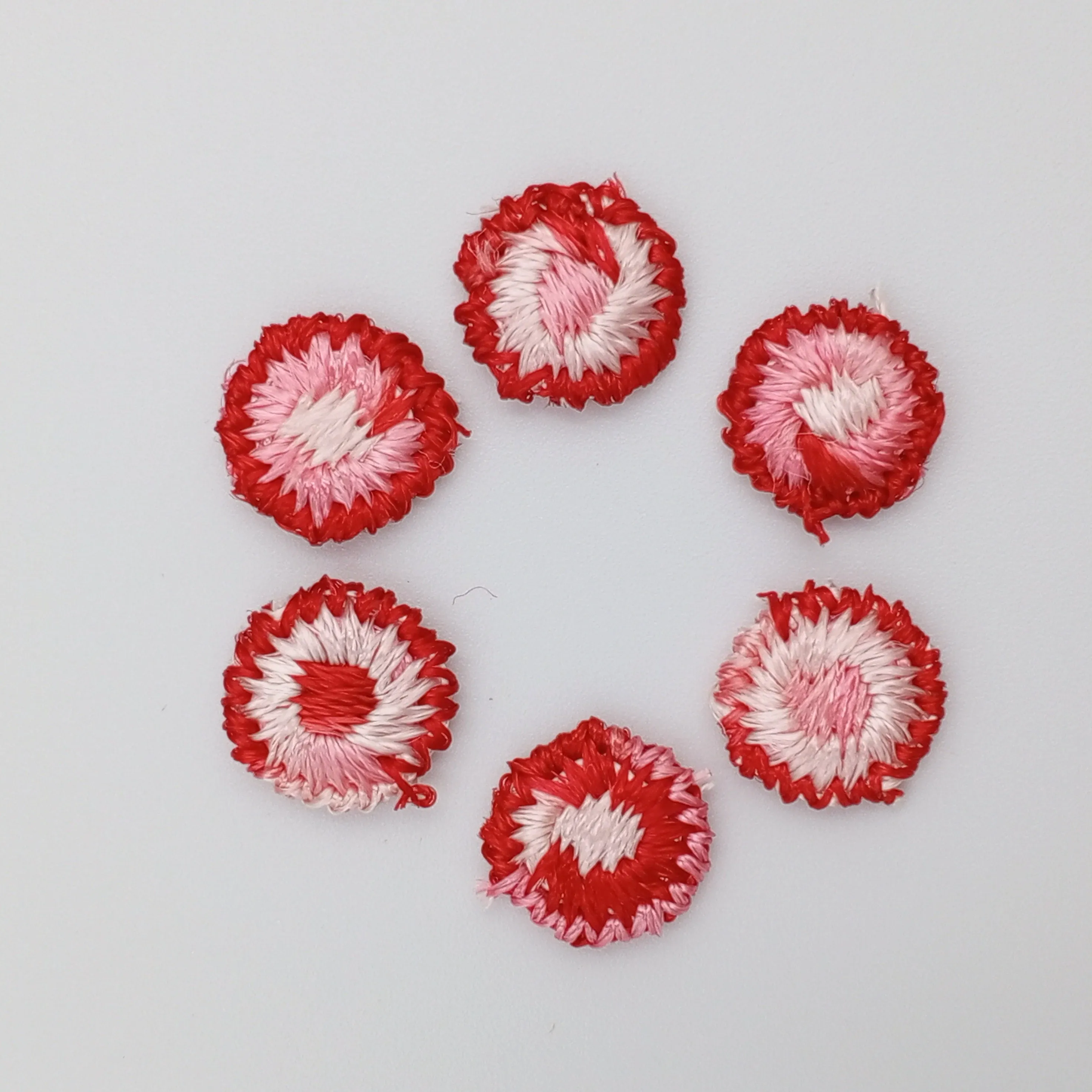 VINTAGE appliques cute pink red dot flower embroidery Patches #324