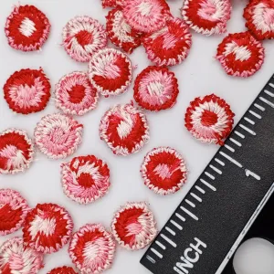 VINTAGE appliques cute pink red dot flower embroidery Patches #324