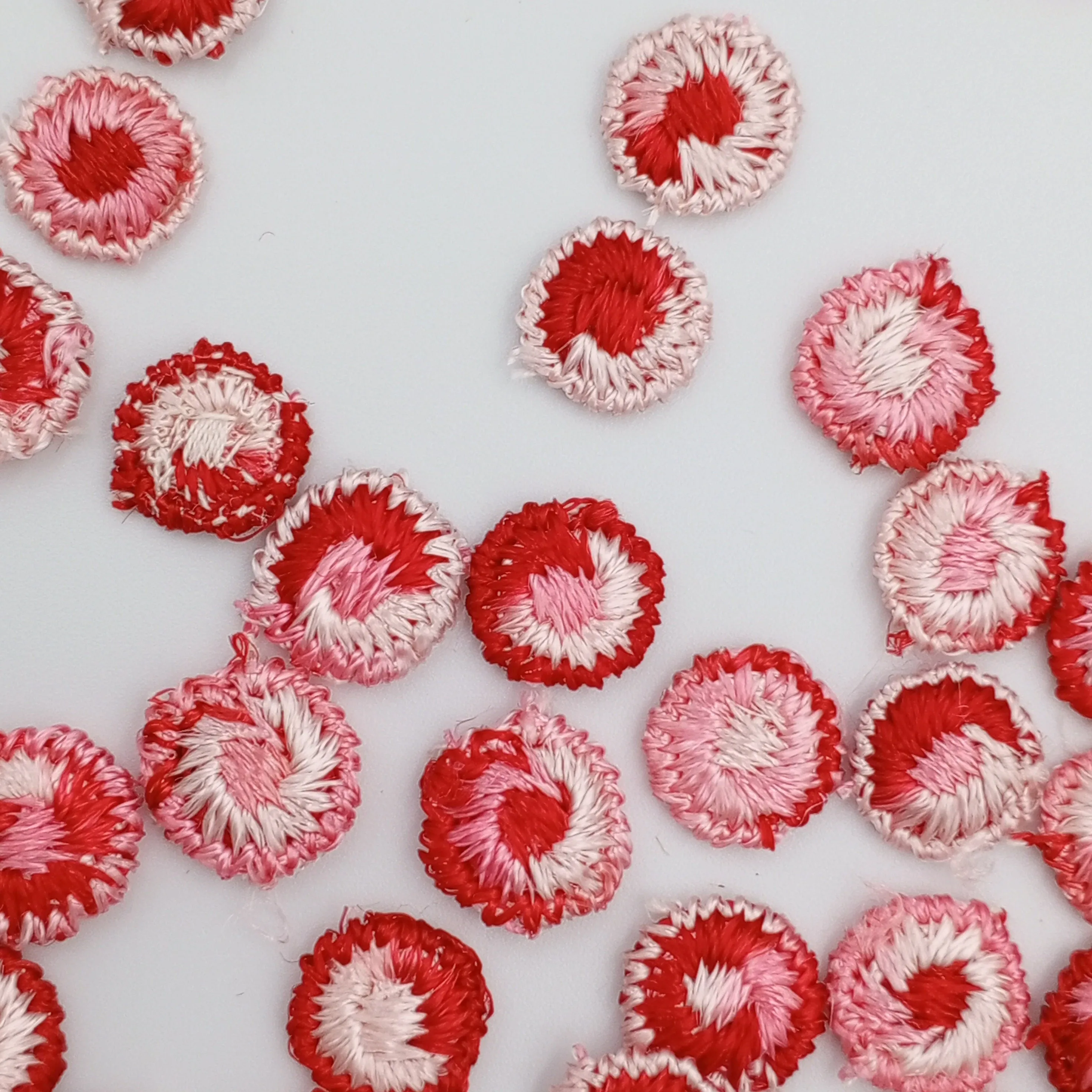 VINTAGE appliques cute pink red dot flower embroidery Patches #324
