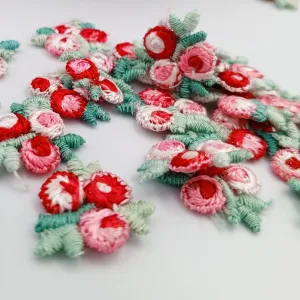 VINTAGE appliques cute pink red white flower Embroidery Patches #304