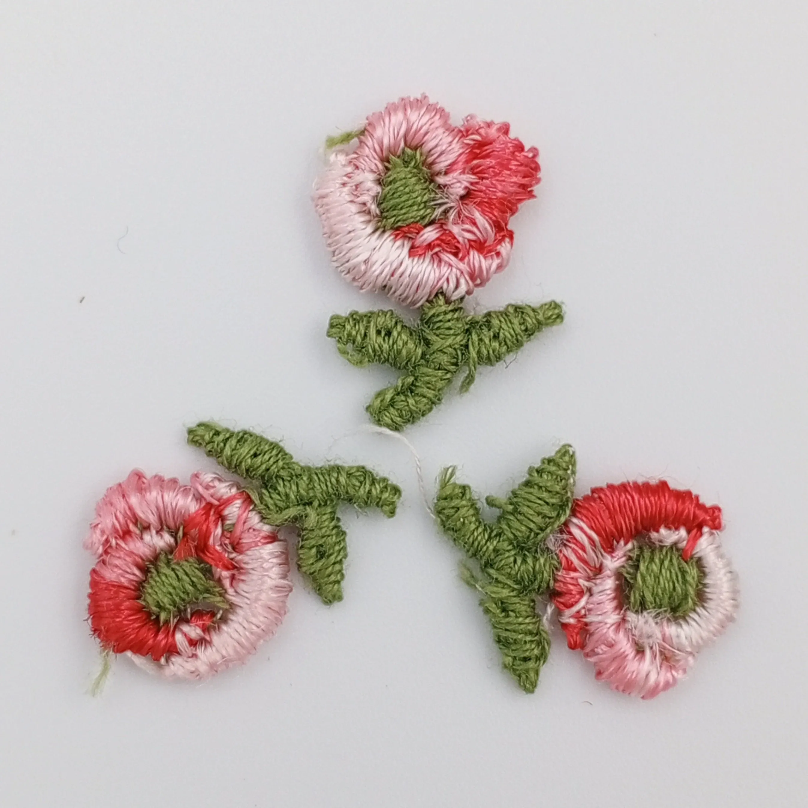 VINTAGE appliques cute red green pink flower embroidery Patches #321