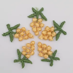 VINTAGE appliques cute yellow flower cluster embroidery Patches #295