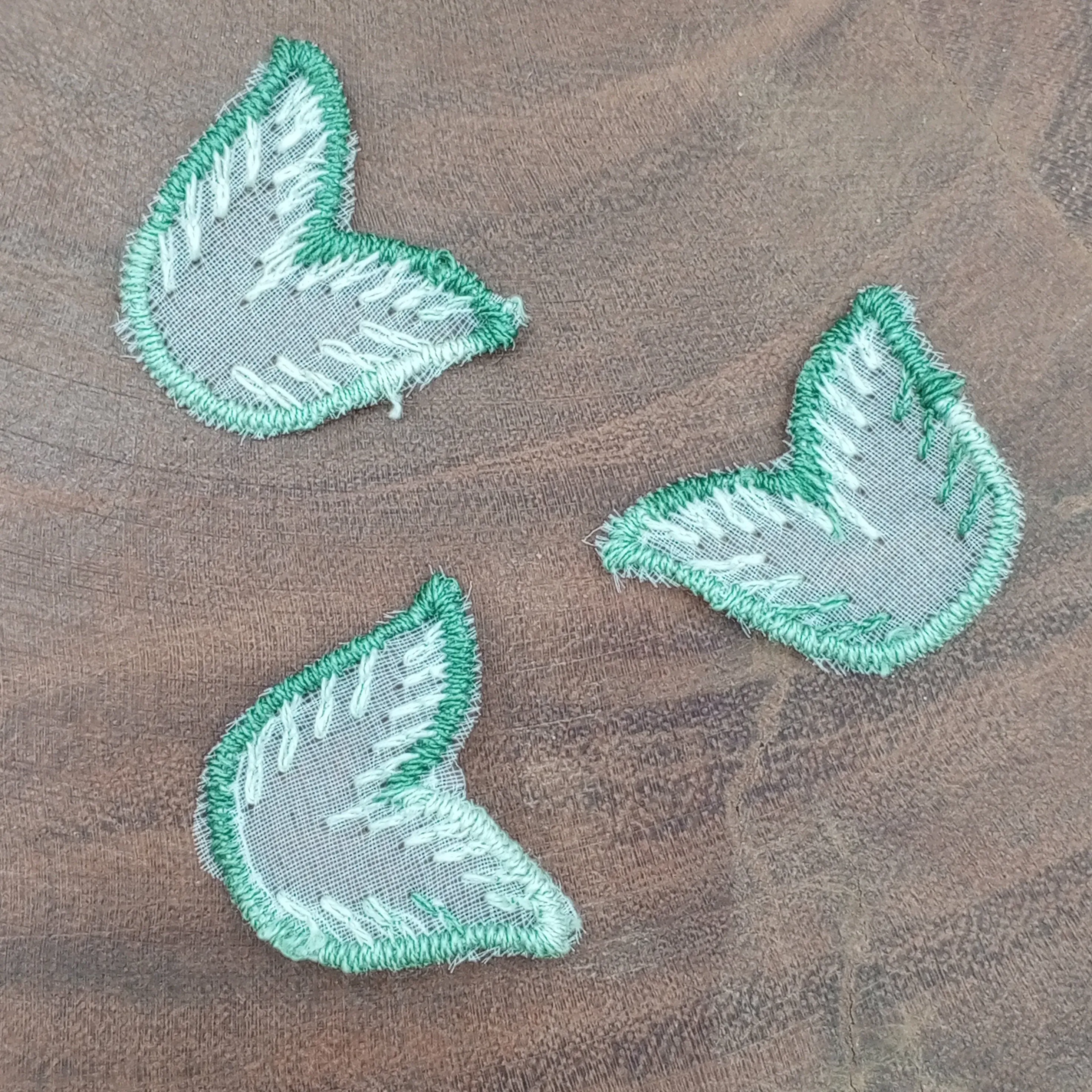 VINTAGE appliques green sheer leave embroidery Patches #336