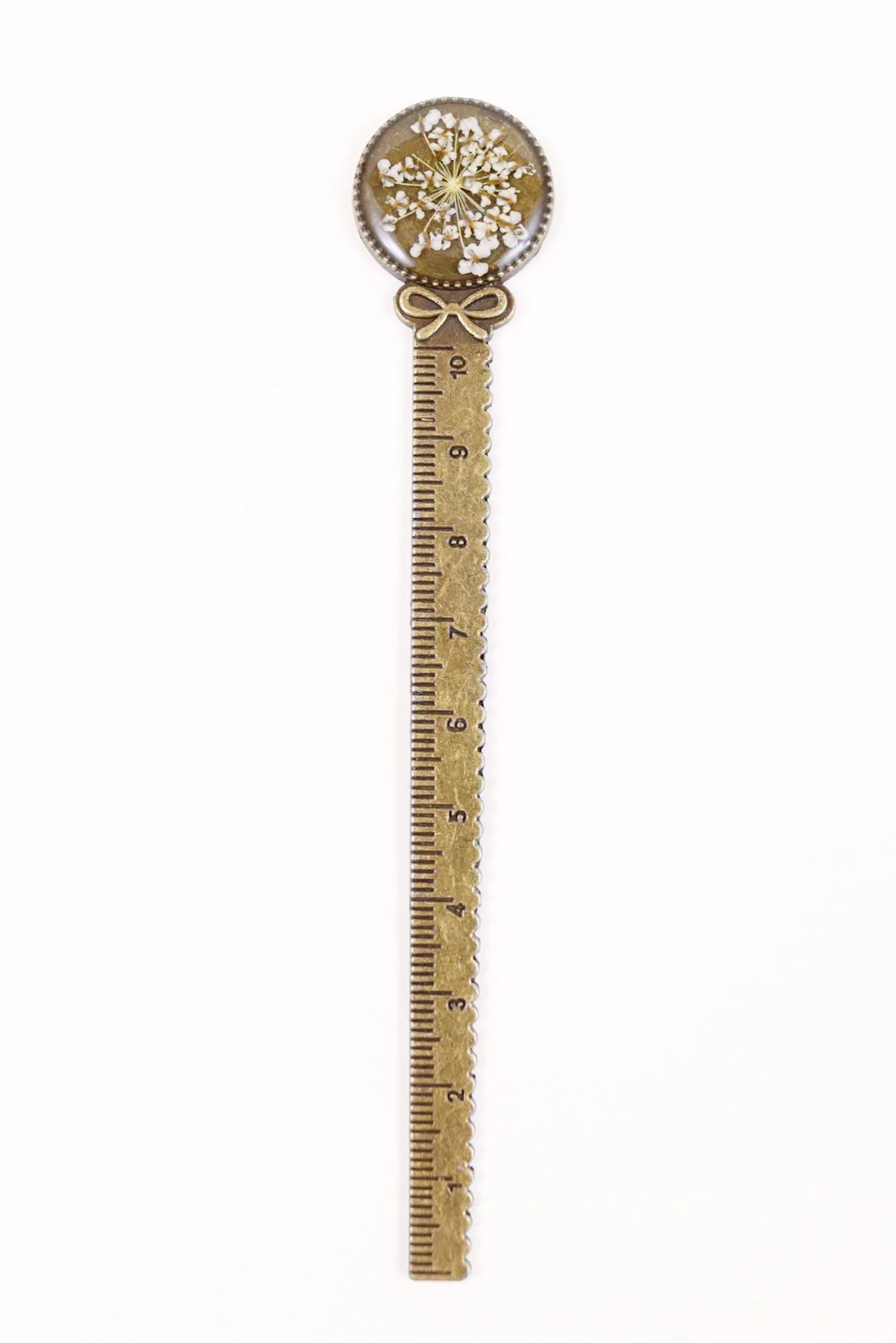 Vintage Bronze Resin Ruler Bookmark With Flowers
