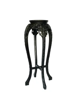 Vintage Carved Pedestal with Rose Marble Inset