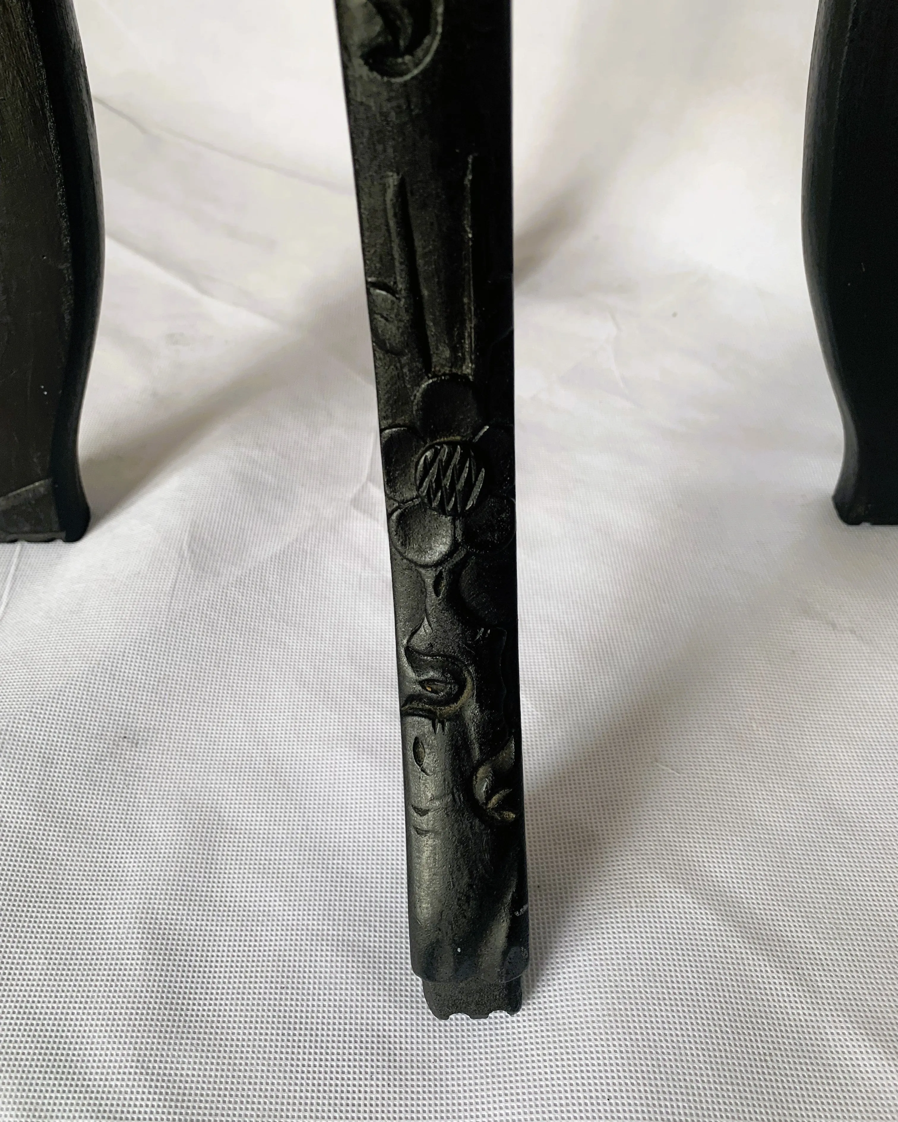 Vintage Carved Pedestal with Rose Marble Inset