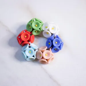Vintage Czech Colorful Molded Glass Flower Brooch