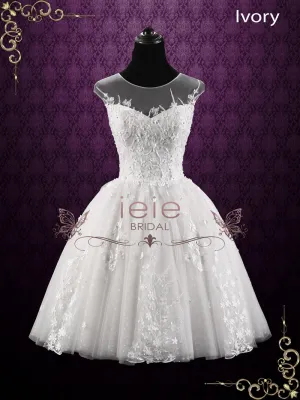 Vintage Floral Lace Short Wedding Dress MAY