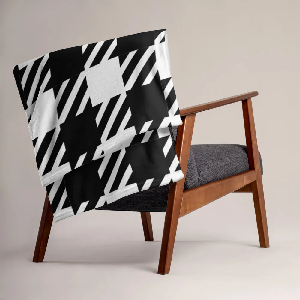 Vintage Houndstooth Faux Fur Throw Blanket