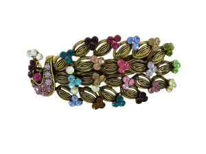 Vintage peacock hair clip with multi-color crystals