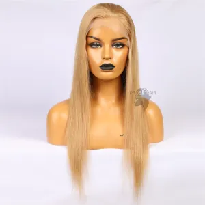 Virgin Human Hair Lace Front Wig Honey Color Straight