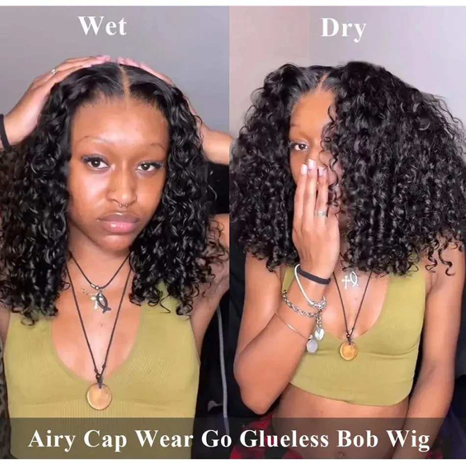 water Wave Bob Glueless Preplucked Human Wigs