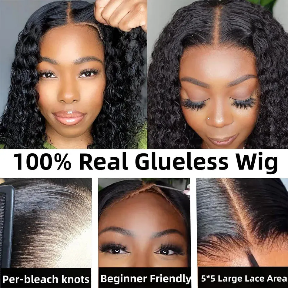 water Wave Bob Glueless Preplucked Human Wigs