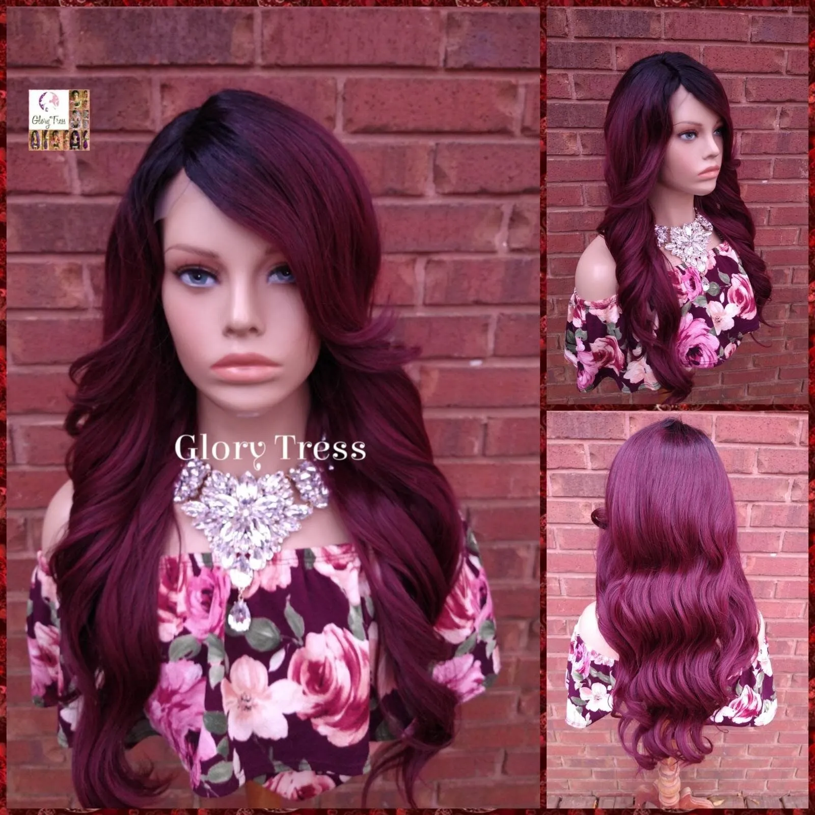 Wavy Wig, Full Cap Wig, Burgundy Wig, Glory Tress, Lace Part Wig, African American Wig, ON SALE //GRACIOUS