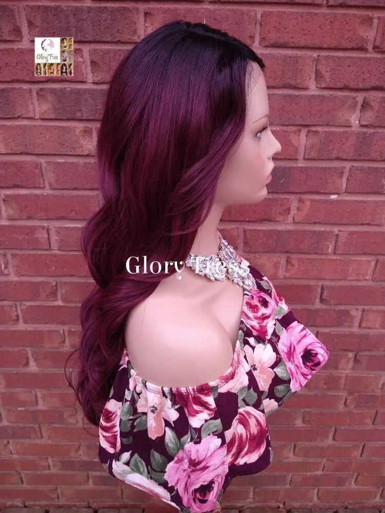 Wavy Wig, Full Cap Wig, Burgundy Wig, Glory Tress, Lace Part Wig, African American Wig, ON SALE //GRACIOUS