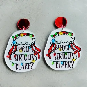 White & Silver-Plated 'You Serious Clark' Drop Earrings