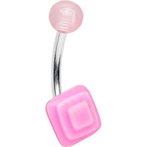 White and Pink Acrylic Layered Diamond Belly Ring