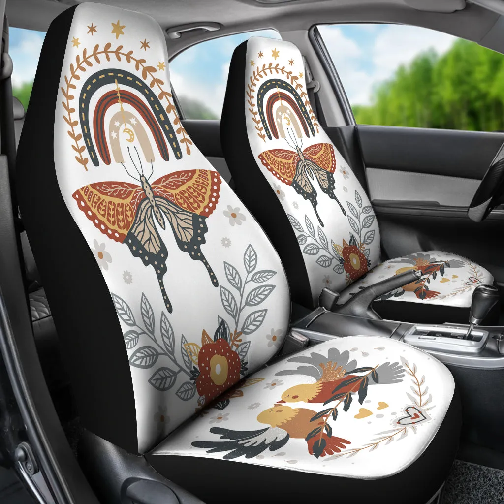 White Boho Butterfly Car Seat Covers (Set of 2)