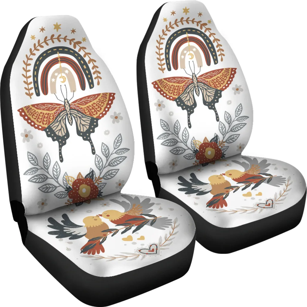 White Boho Butterfly Car Seat Covers (Set of 2)