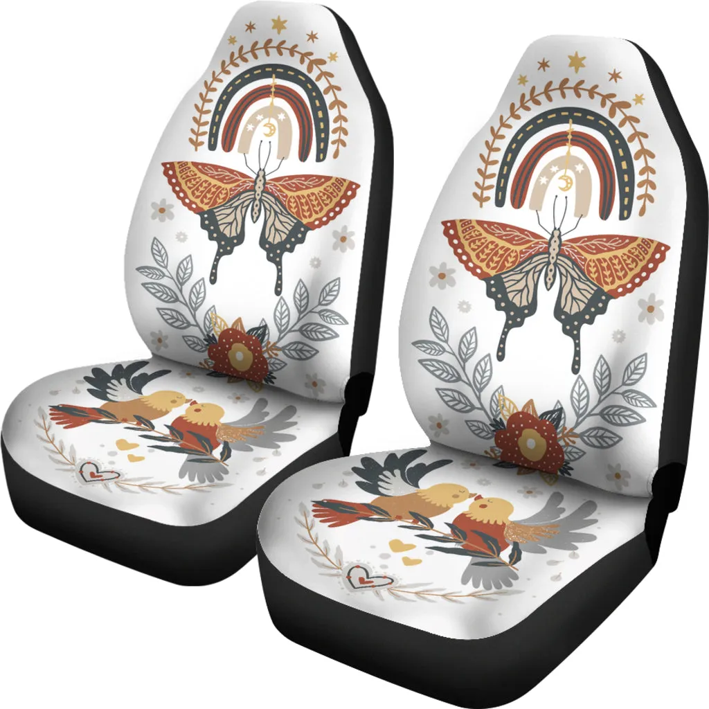 White Boho Butterfly Car Seat Covers (Set of 2)