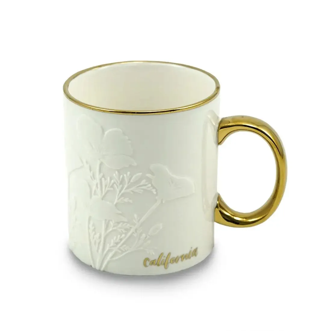 WHITE CALIFORNIA POPPY MUG