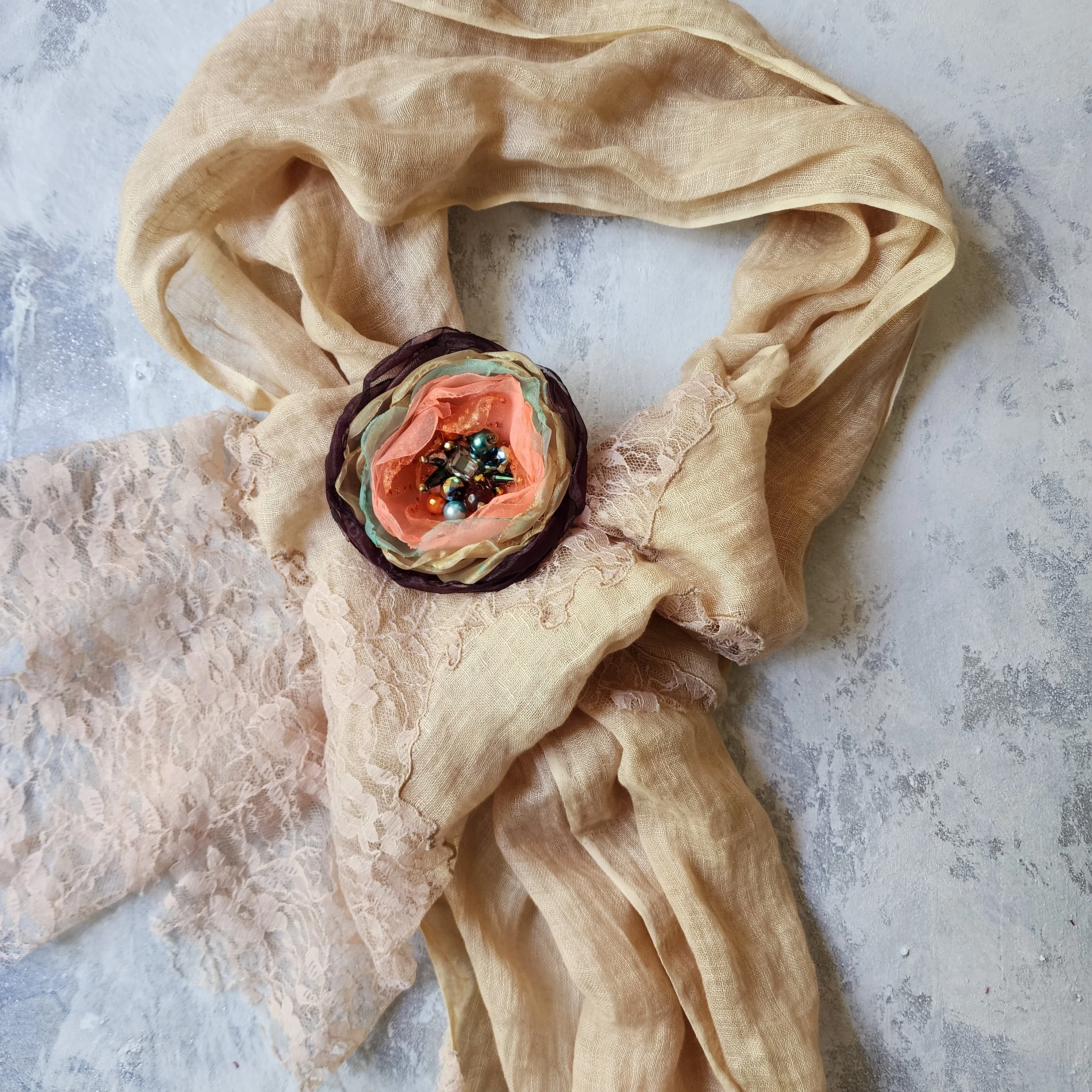 Wild Flower / Boho Rose Choker Flower Brooch Clip Upcycled Magnolia Apple Blossom Upcycled Concept Store Made in USA