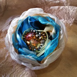 Wild Flower / Boho Rose Choker Flower Brooch Clip Upcycled Magnolia Apple Blossom Upcycled Concept Store Made in USA