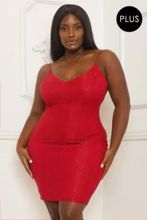 Women’s Rhinestone Body Plus Size Mini Dress