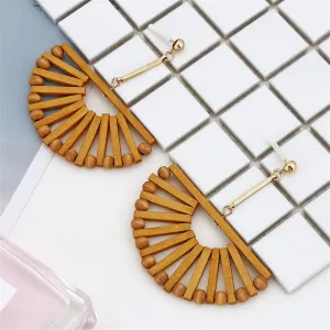 Wood & 18K Gold-Plated Half-Circle Beaded Drop Earrings